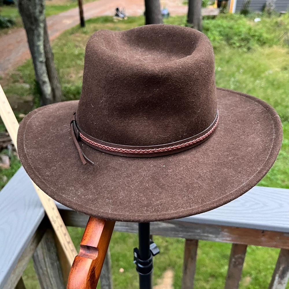 Country Gentleman Outback Brown Wool Lite Felt Fedora Hat Water Repellent Large